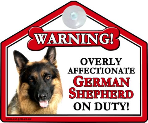 German Shepherd Car Suction Sign – High Gloss Plastic Warning Sign 6″ x ...