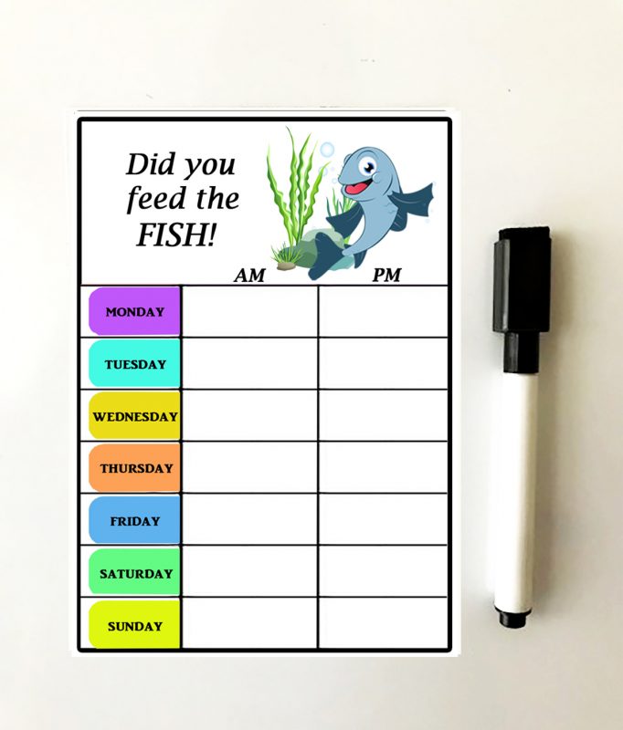Fish Feeding Chart – Unique Dry Wipe Flexible Magnet with Magnetic ...